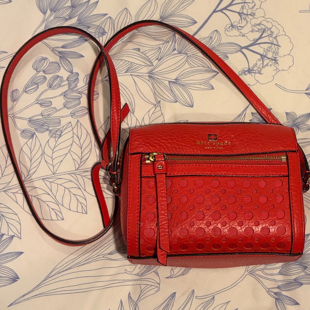 Kate Spade Red Textured Crossbody Bag